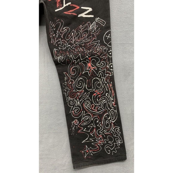 Vtg Lee 1889 Denim Jeans Men's 40 X 30 Black Half Wayzz Calouge Art Tagged Pants - Picture 16 of 16